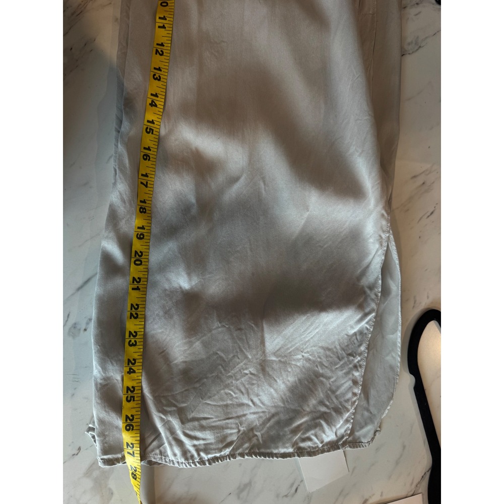 Quince Silk Wide Leg Side Slit Pants Light Gray Silver Elastic Waist Small - Picture 6 of 6